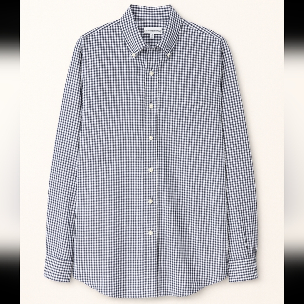 Peter Millar Navy and White Gingham Shirt